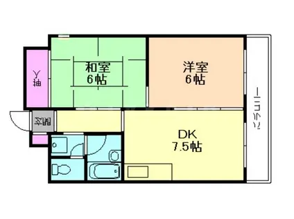 グレイスイン天満II番館(2DK/7階)の間取り写真