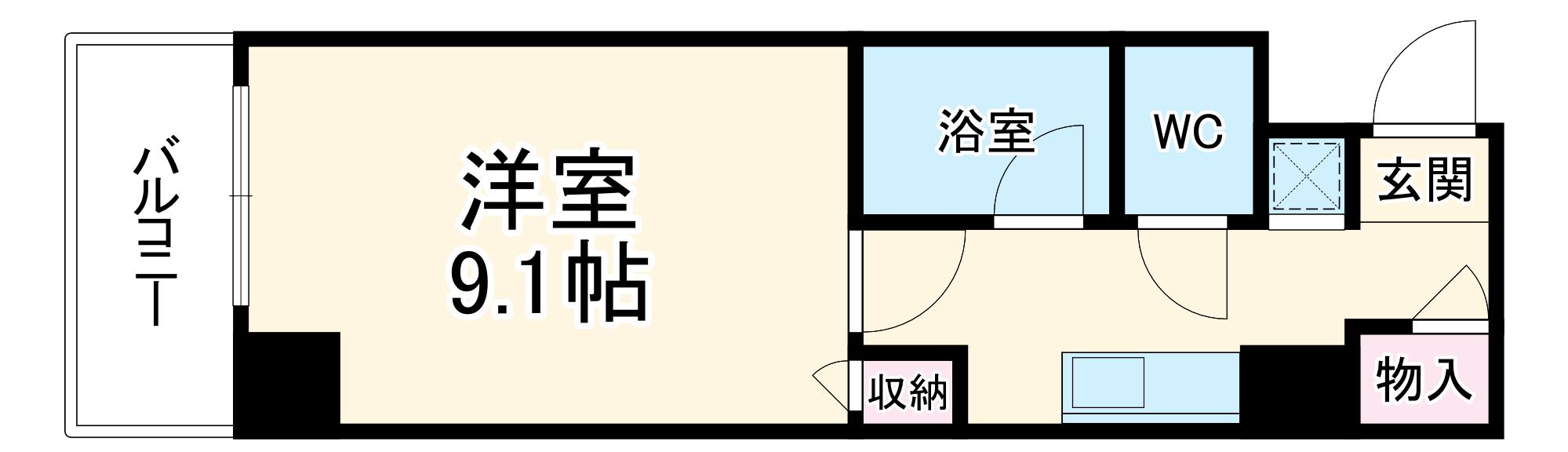 フェスタ天神(1K/6階)の間取り写真