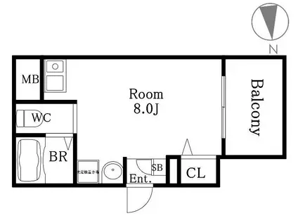 ひふみ苑(ワンルーム/8階)の間取り写真