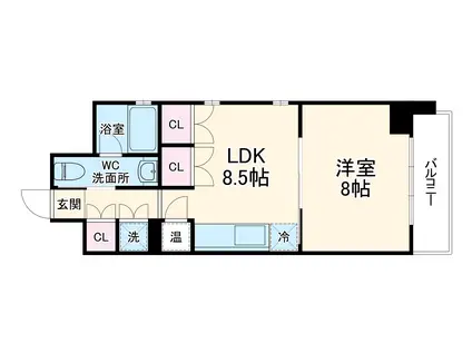 CHRYSANTHEME ウエスト(1LDK/6階)の間取り写真