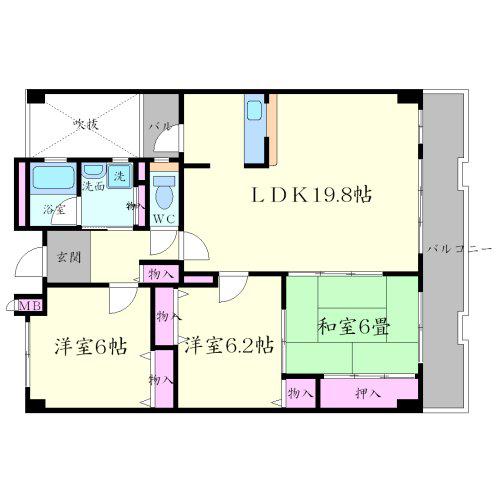 カプリコーナス(3LDK/4階)の間取り写真