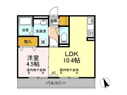 GLANZ B棟(1LDK/3階)の間取り写真