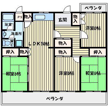第2スカールハイツ(4LDK/3階)の間取り写真