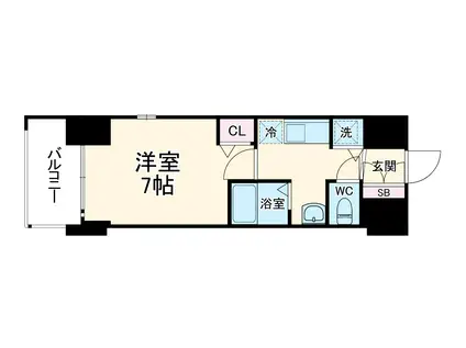 グランカリテ天神橋Ⅱ(1K/2階)の間取り写真