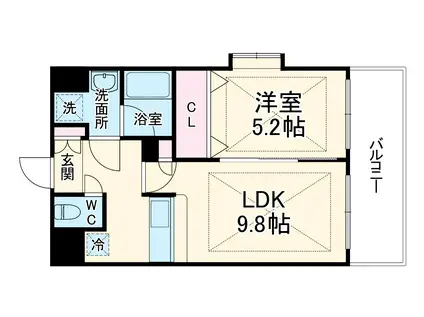 アーバネックス南森町(1LDK/2階)の間取り写真