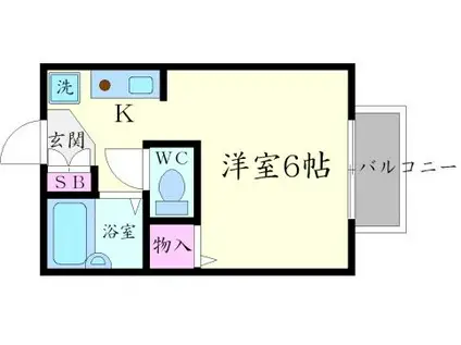 カトルセゾン(1K/1階)の間取り写真