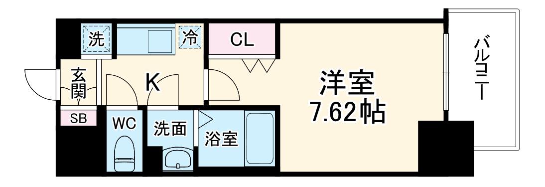 LUXE天神橋(1K/8階)の間取り写真