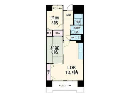 キオプラザ天満橋(2LDK/13階)の間取り写真