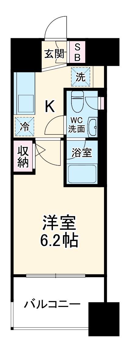 クレストフォルム大阪天満橋(1K/6階)の間取り写真