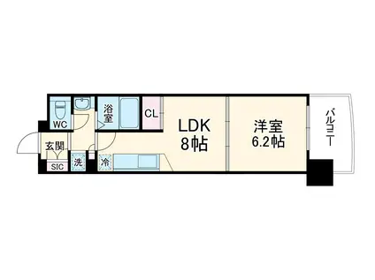 コンソラーレ 同心(1LDK/6階)の間取り写真