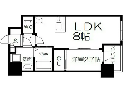 HS梅田イースト(1LDK/6階)の間取り写真