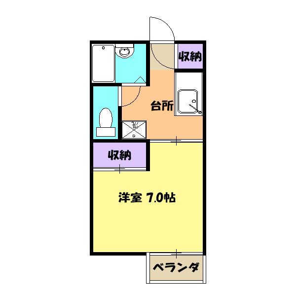 ブルーシャンB(1K/2階)の間取り写真