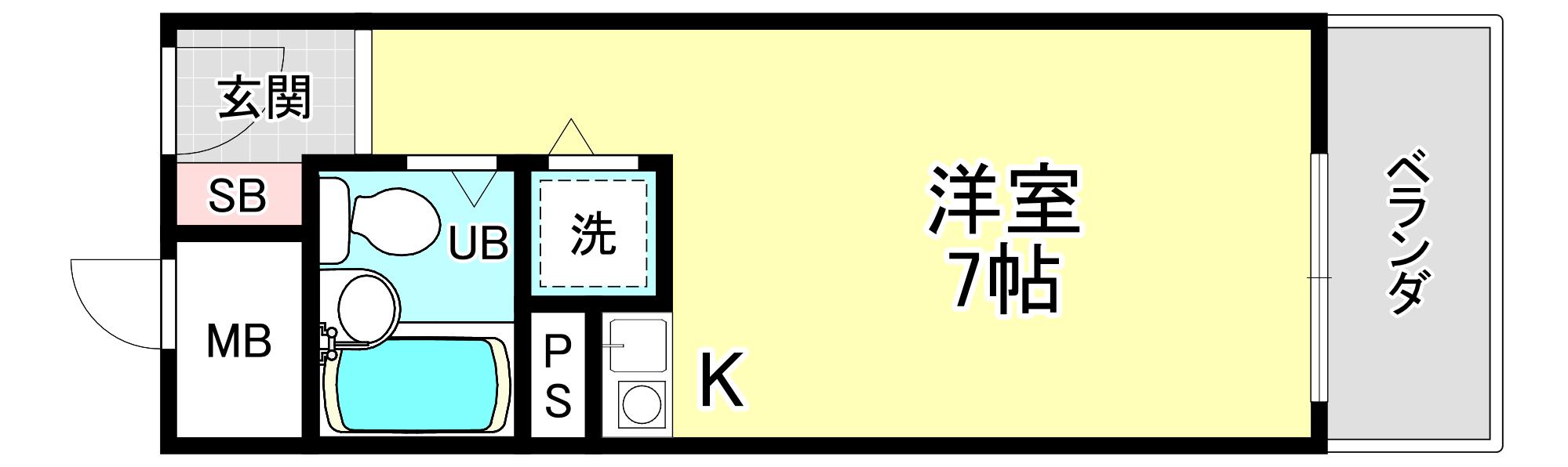 美穂ヶ丘サカタハイツ(ワンルーム/3階)の間取り写真