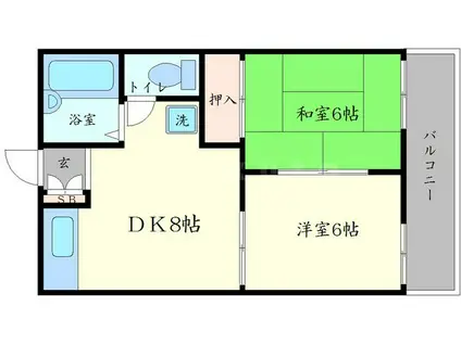 クレセントハイツ(2DK/2階)の間取り写真