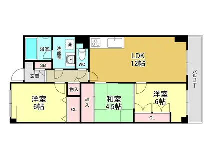 グリーンプラザ千里・古江台(3LDK/5階)の間取り写真