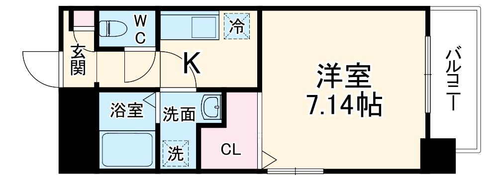 ネオシティ天神橋(1K/1階)の間取り写真