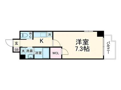 ビガーポリス405同心Ⅲ(1K/3階)の間取り写真