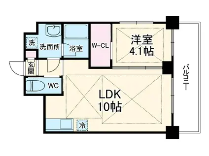 ノルデンハイム天満橋(1LDK/9階)の間取り写真