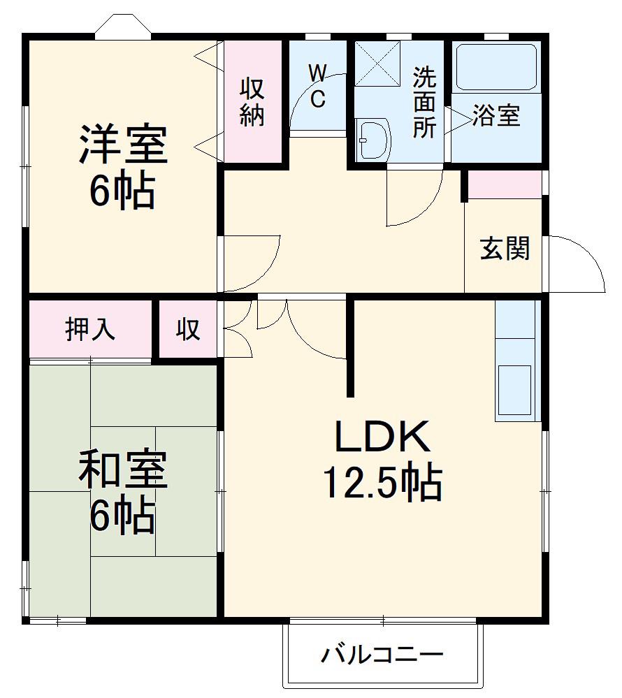 フラットサード(2LDK/2階)の間取り写真