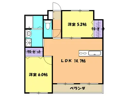 ベルウッドマンション(2LDK/2階)の間取り写真