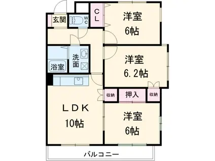 エクセル薮田N(3LDK/4階)の間取り写真