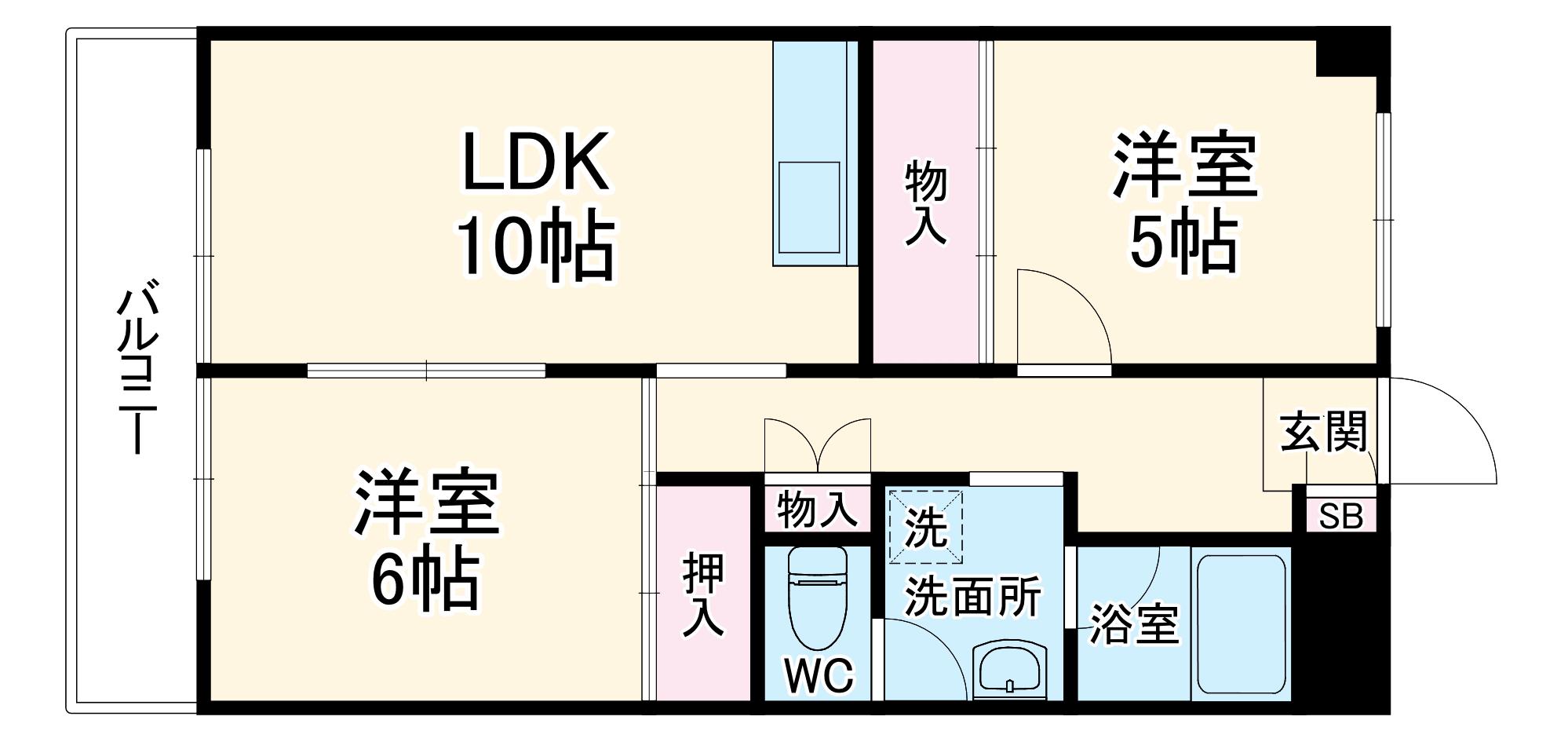 緑地東タハシハイツ(2LDK/3階)の間取り写真