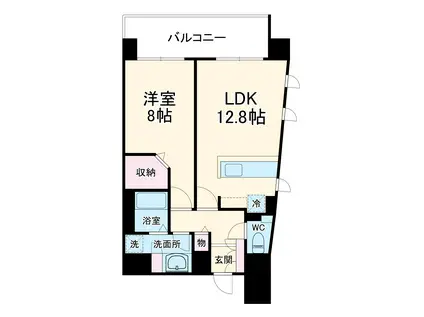 レジデンス本町靭公園(1LDK/15階)の間取り写真