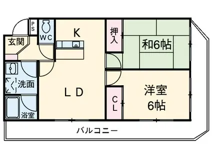 KS大門(2LDK/3階)の間取り写真