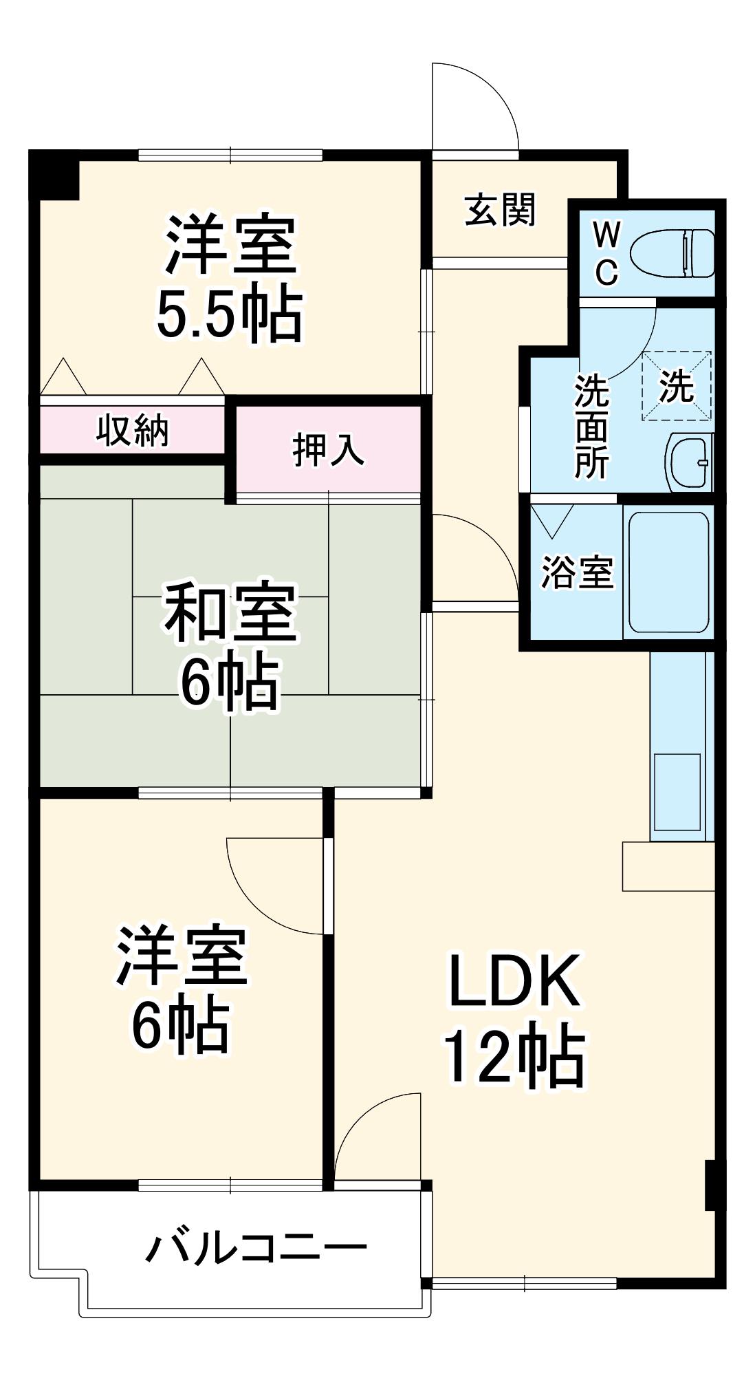 ダイヤモンド寿泉(3LDK/2階)の間取り写真
