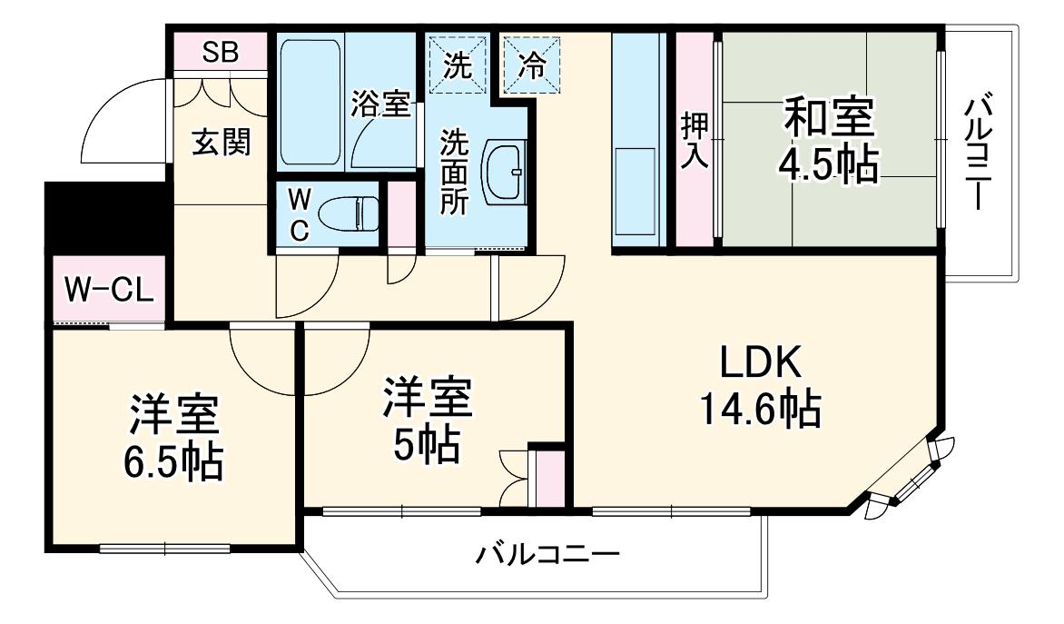 プライムメゾン夕陽ヶ丘(3LDK/10階)の間取り写真