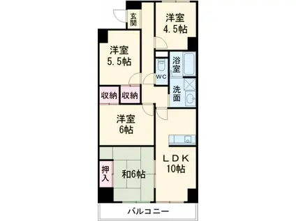 天神山マンションⅠ号館(4LDK/3階)の間取り写真