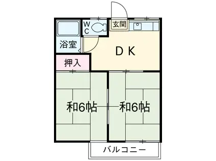 シェリール竜美ヶ丘A(2DK/2階)の間取り写真