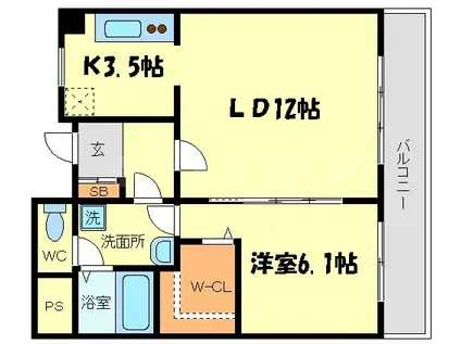 カルム緑地公園III(1LDK/5階)の間取り写真
