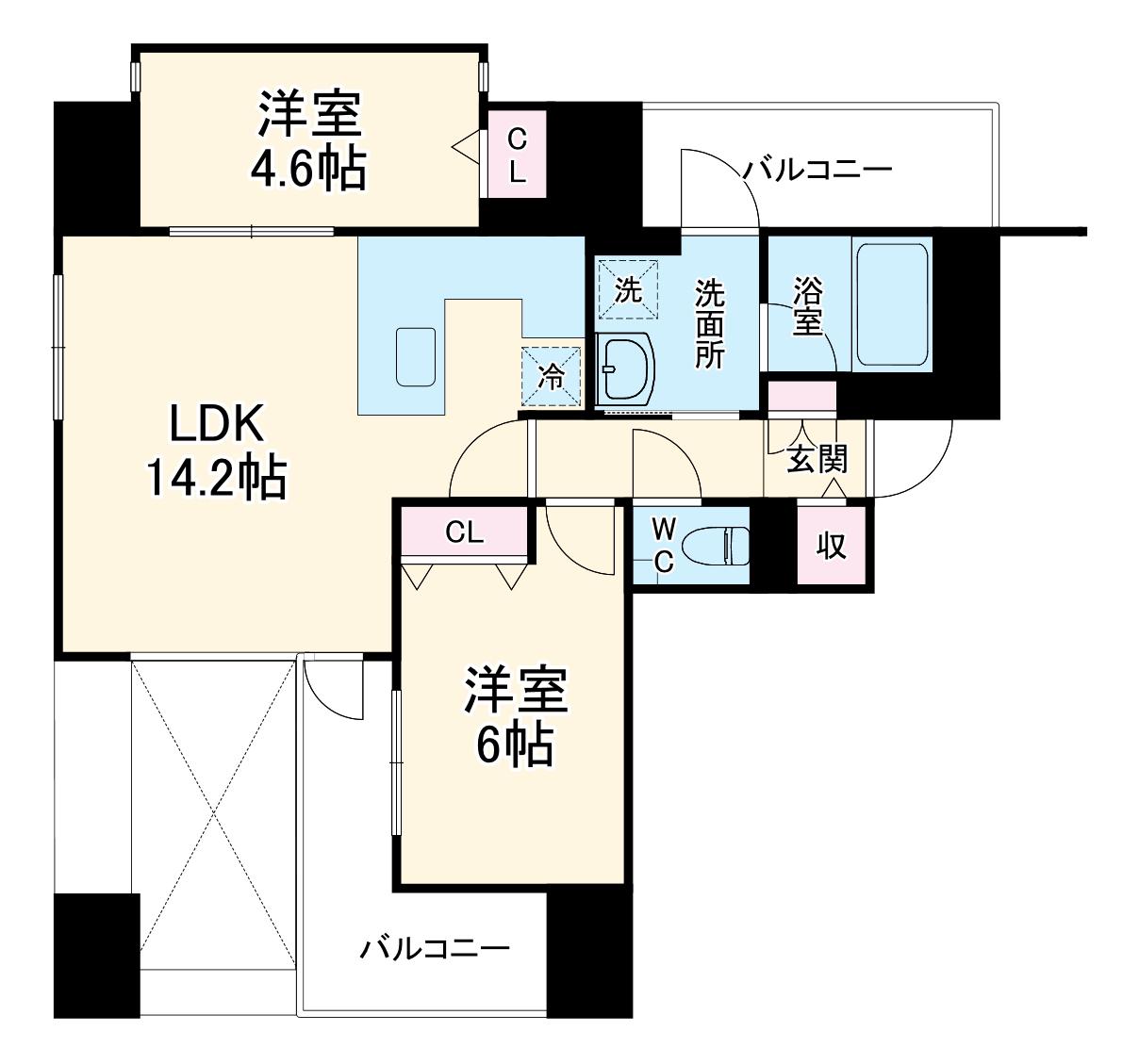 JASPER御堂筋本町(1SLDK/6階)の間取り写真