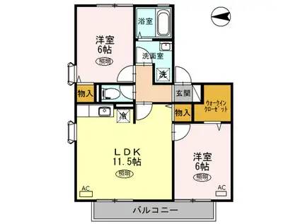 モンテビュー(2LDK/2階)の間取り写真