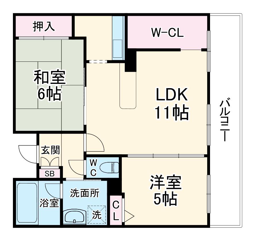 ぺルル江坂(2SLDK/13階)の間取り写真