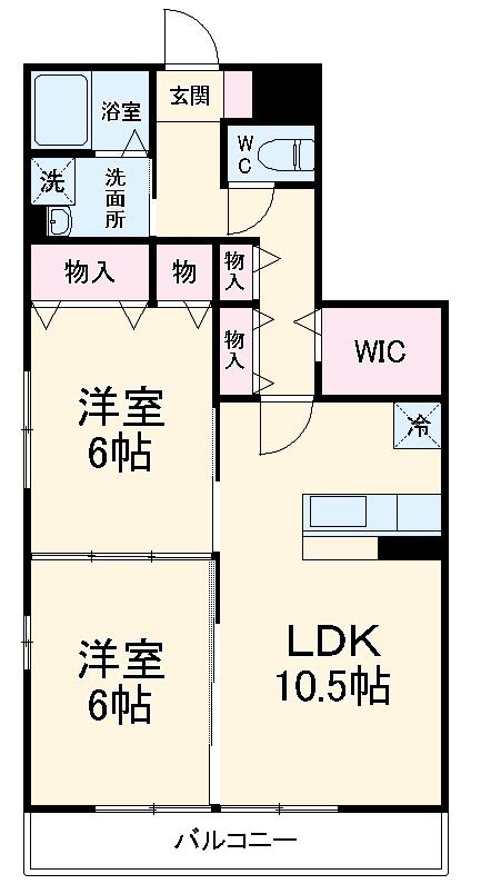コスモヒルズ(2LDK/1階)の間取り写真