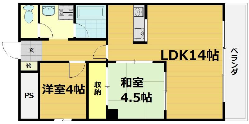 KTマンションⅡ号館(2LDK/5階)の間取り写真