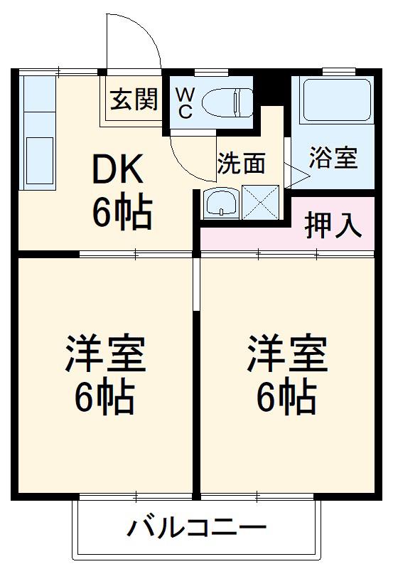 駒之舞アパート(2DK/2階)の間取り写真