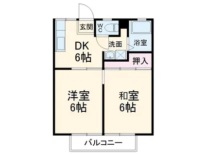 駒之舞アパート(2DK/2階)の間取り写真