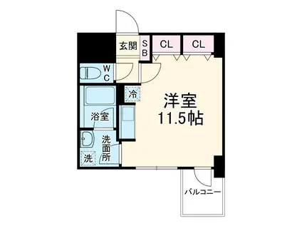 パークキューブ北浜(ワンルーム/2階)の間取り写真