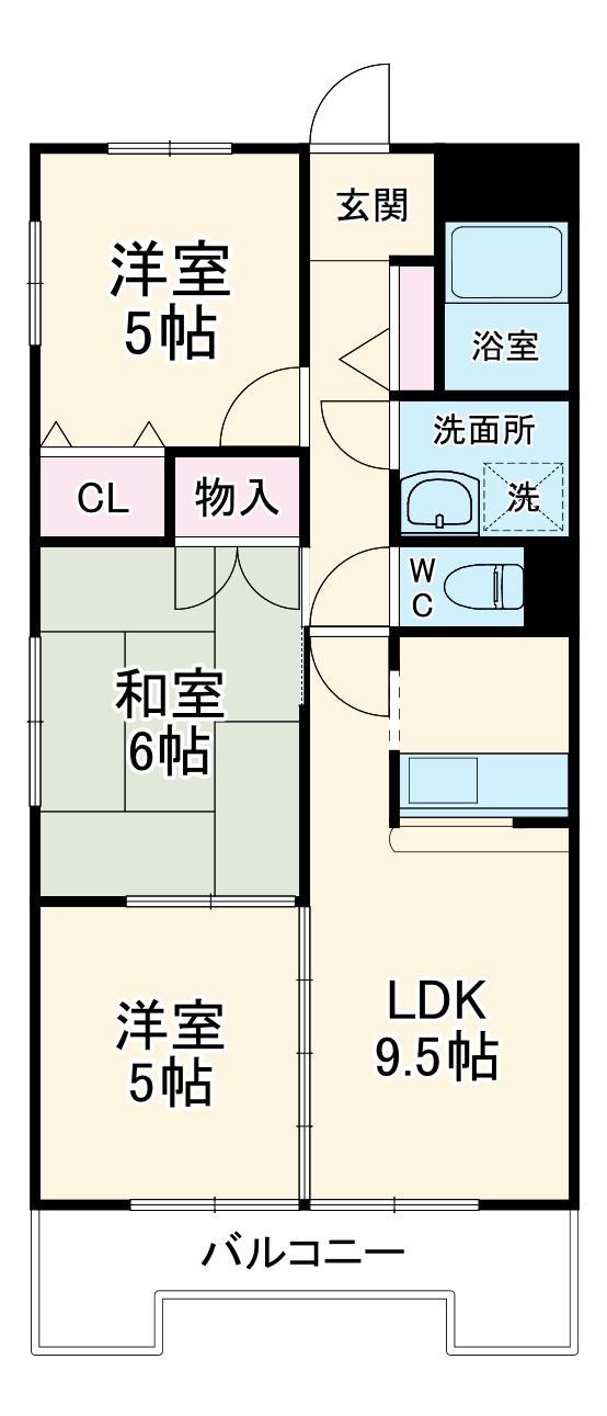 エポック三丁山(3LDK/4階)の間取り写真