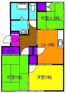 西ヶ崎グリーンハイツⅡ(3DK/2階)の間取り写真