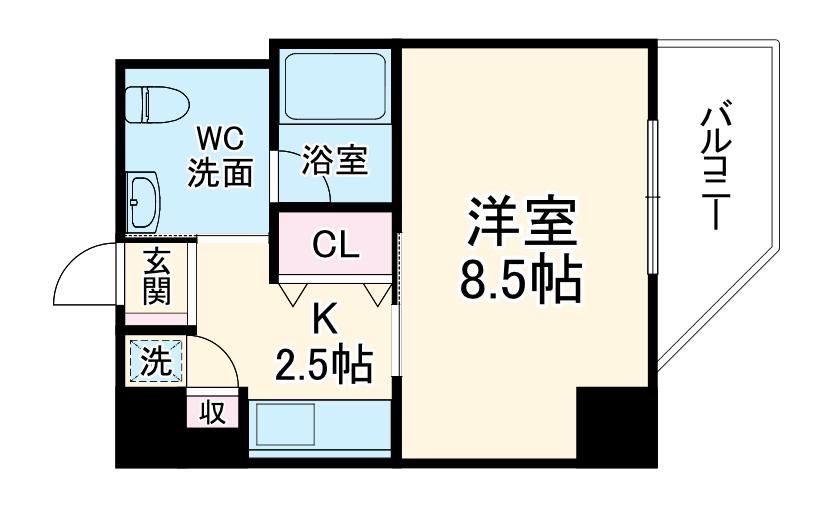 アクエルド緑地公園(1K/7階)の間取り写真