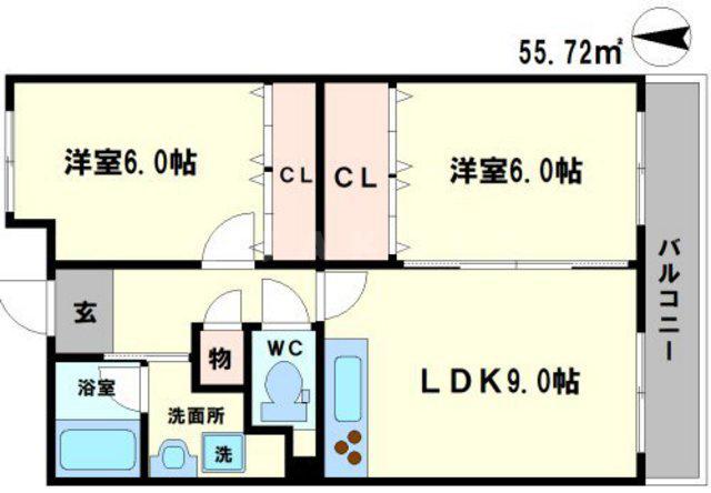 NLC豊中グリーンプレイス3(2LDK/1階)の間取り写真