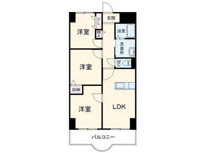 天神山マンションⅡ号館(3LDK/1階)の間取り写真