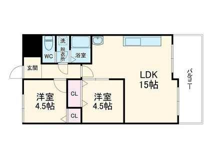 ハイツバンブー(2LDK/4階)の間取り写真
