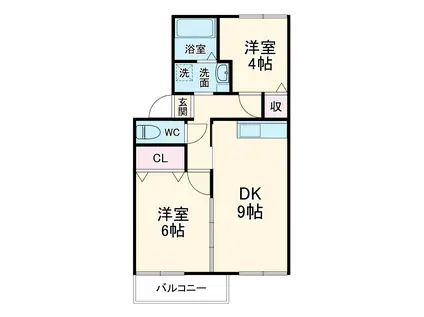 Kファミールメゾン(2LDK/2階)の間取り写真
