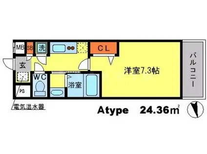 パークフラッツ緑地公園(1K/4階)の間取り写真