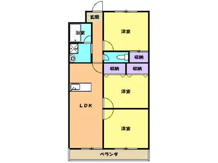 天神山マンションⅡ号館(3LDK/9階)の間取り写真